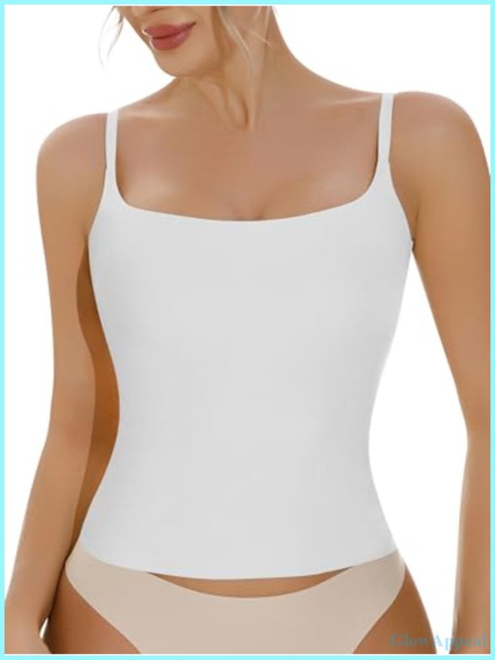Women's Double Lined Camisole Square Neck Crop Tank Top Nylon Spandex